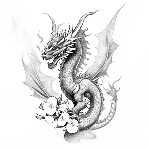 Irish Dragon With Flowers