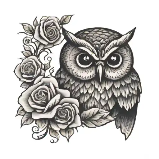 Owl With Roses Fan And Snake