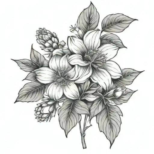 Simple Fine Line Birth Flower Jan Dec