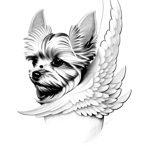 A Yorkshire Terrier With Angel Wings