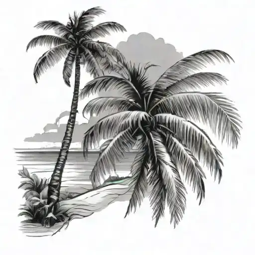 Caribbean Beach Scene With Coconut Palm