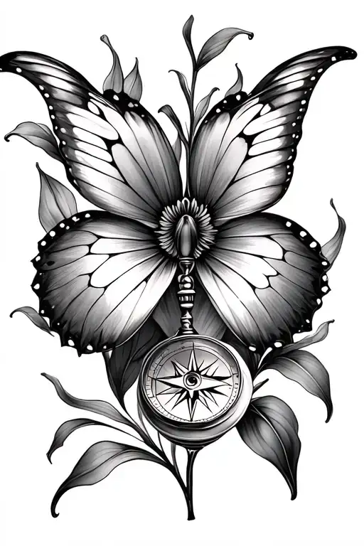 Butterly Hourglass Compass Iris Flower