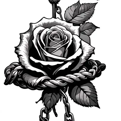 Rope And Chains Wrapped Around A Rose
