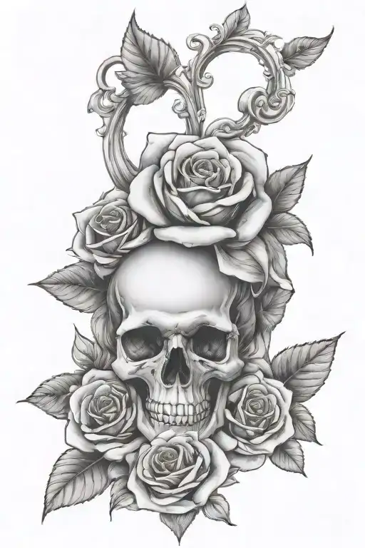 Skull Heart Roses