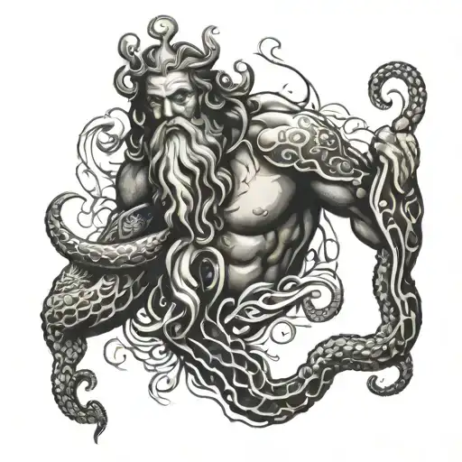 Poseidon With Octopus Wrapped