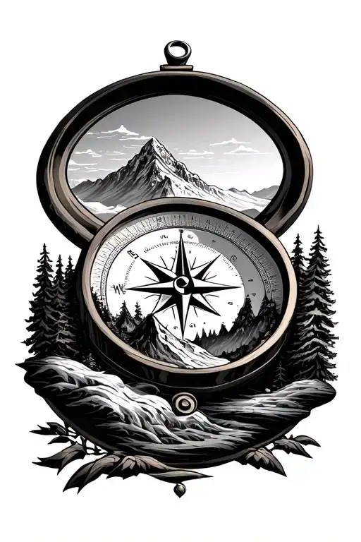 Compass Mountain Sunrise Background