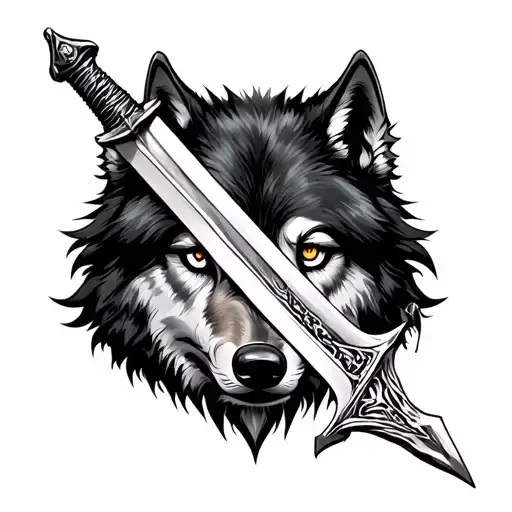Wolf Eyes With Sword
