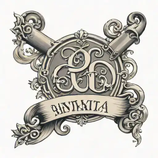 Initials On A Scroll With A Phrase