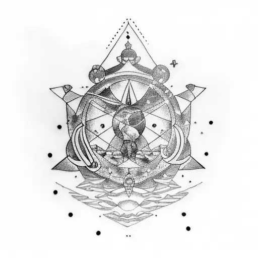 A Nailart-inspired Tattoo Featuring A Majestic Aquarius Constellation