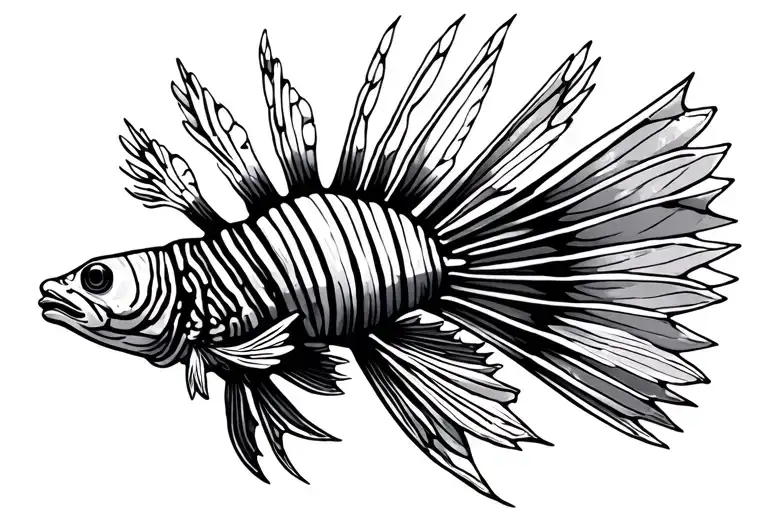 Lionfish Simple Bold Black Lines Tribal