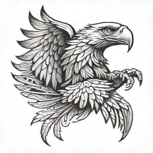 Albanian Eagle With The Feathers Up And Some Clouds