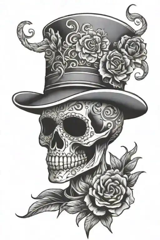 Sugar Skull Wearing Hat
