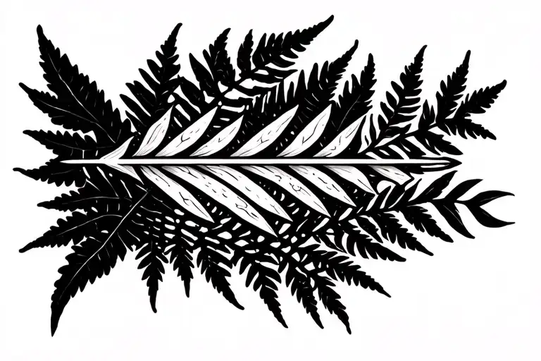 Arrow Surrounded By Ferns Aligned In The Direction Of Travel