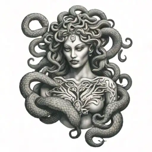 Medusa Holding Snakes Slithering