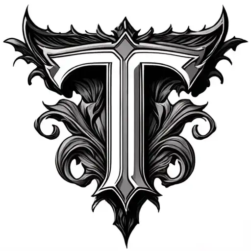 3D Fancy Cursive Capital Letter T