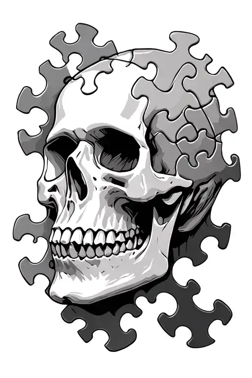 Autism Skull Puzzle Pieces Forming