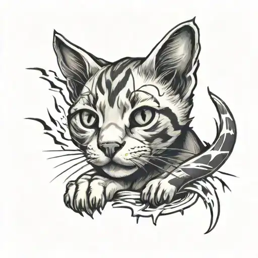 Cat Paw Print And Lightening Bolt Intertwined