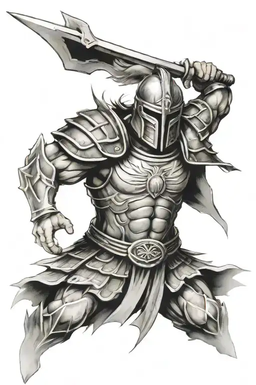 Design A Spartan Warrior With Japanese Kanji Symbols Representing Strength And Determination