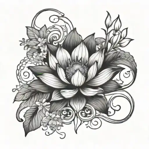 Lotus And Orchid Aquarius Symbol