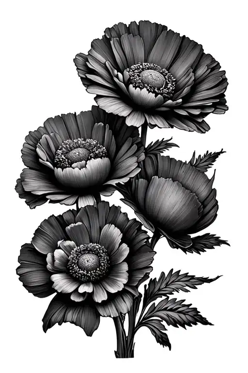 Marigold And Poppy Flowers With Bible Verse Written On Stems