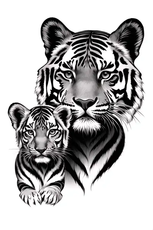 Tiger Face And Tiger Cub