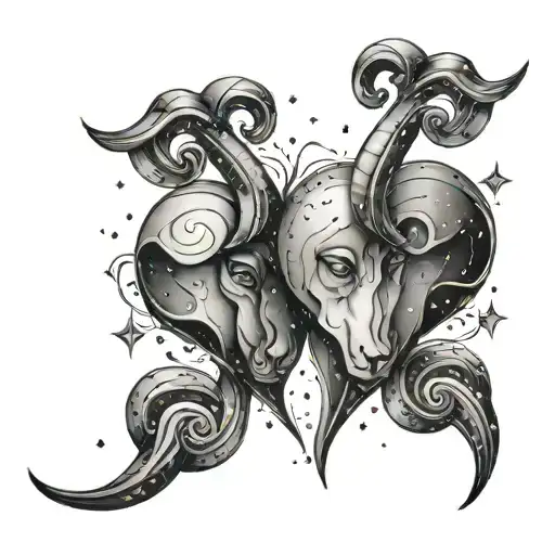Aries Constellation Intertwined Hearts