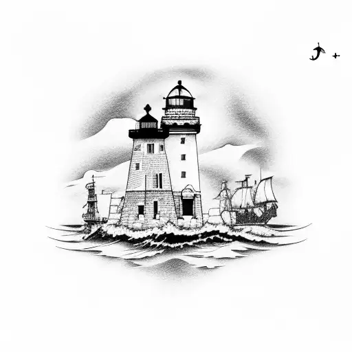 Lighthouse And Pirate Ship