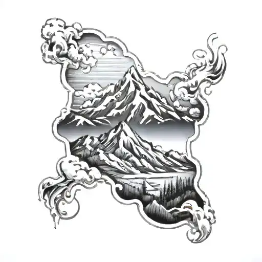 Mountain Range On Fire