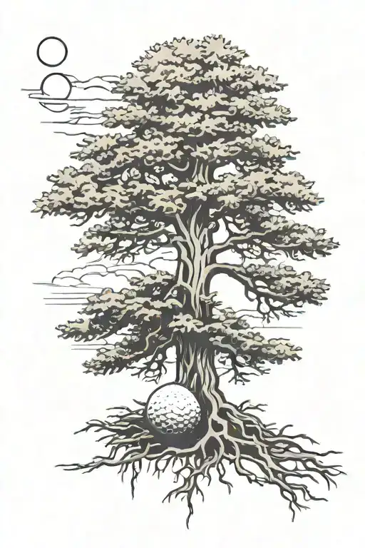 Evergreen Tree With Golf Ball As Roots
