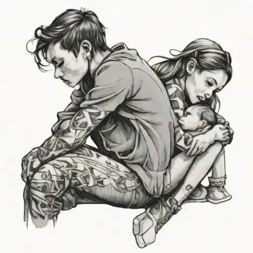 Holding Hands And Hugging Boy And Girl Sitting Together With Love And Emotional