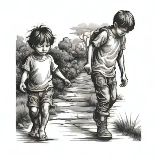 Children Walking Hand In Hand