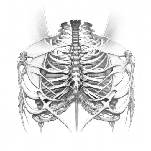 Rib Cage Tattoo With Intricate Angelic Machinery Inside