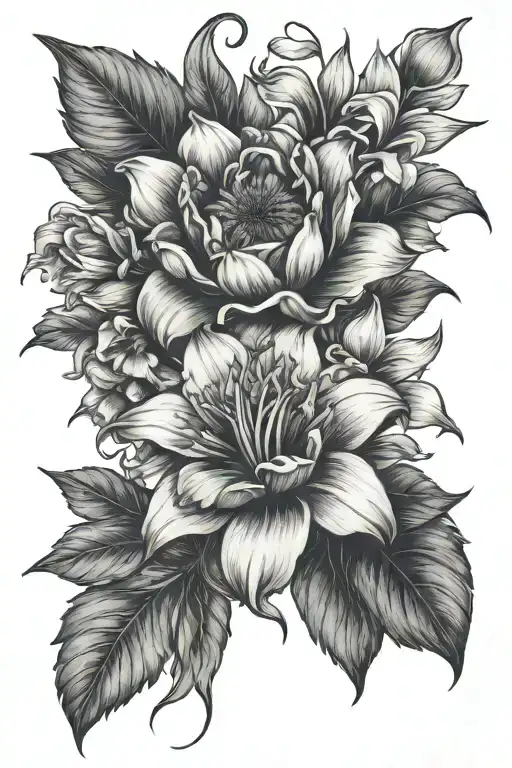 Rose Lily Hibiscus Carnation Hydrangea Around A Sunflower