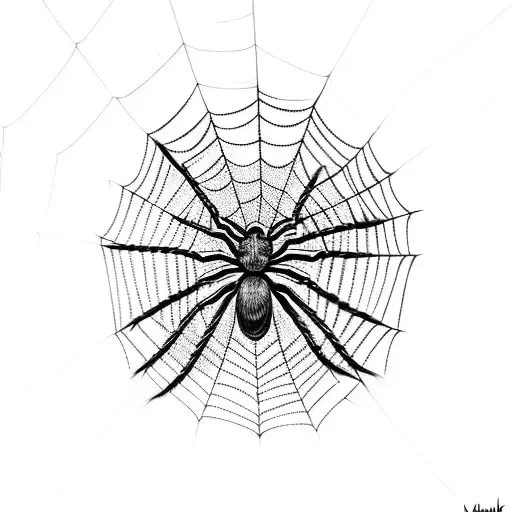 Spider Web With Tarantula