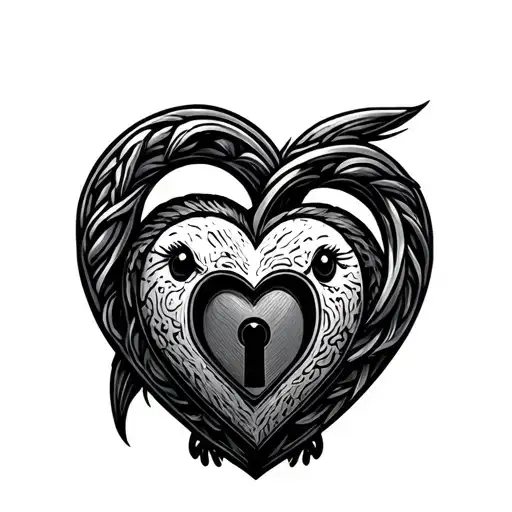 Penguin Heart Shaped Lock Intertwined