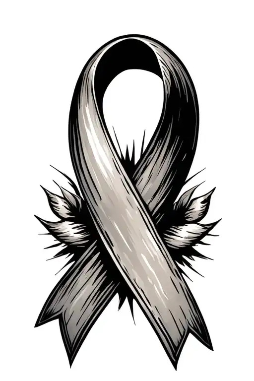 A Cancer Awareness Ribbon Made Of Spanish Bull Horns