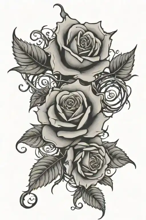 Rose Vines With Thorns Intertwined Representing