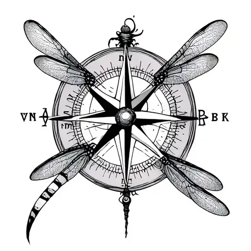 Compass With Dragonfly On Side And November Symbol