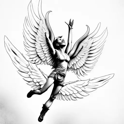 A Sketch Of A Fallen Angel Reaching For The Sky