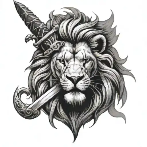 Lion With A Sword Below