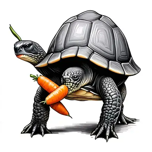 Land Turtle Eating Carrots