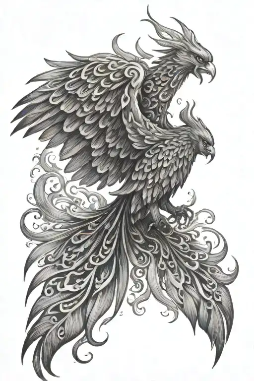 Phoenix Rising From The Ashes With Flames On Wings