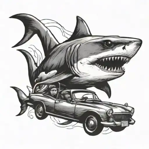 Shark Riding A Car