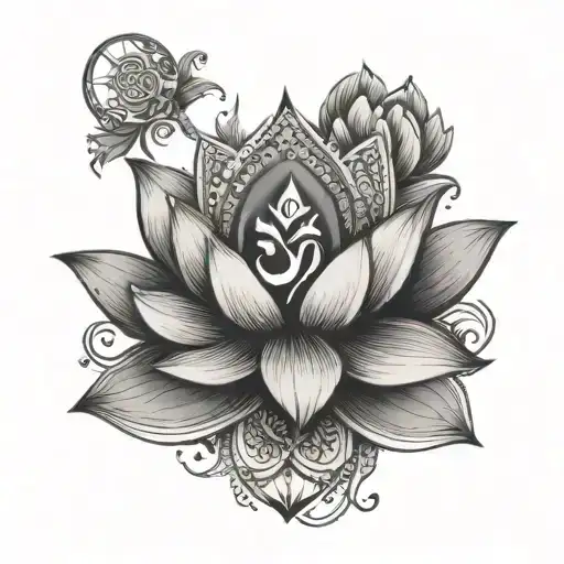 Om Symbol And A Lotus Flower