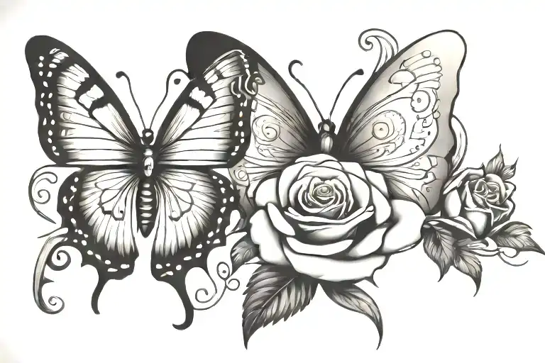 Butterfly With Rose Surrounding A Quote Written
