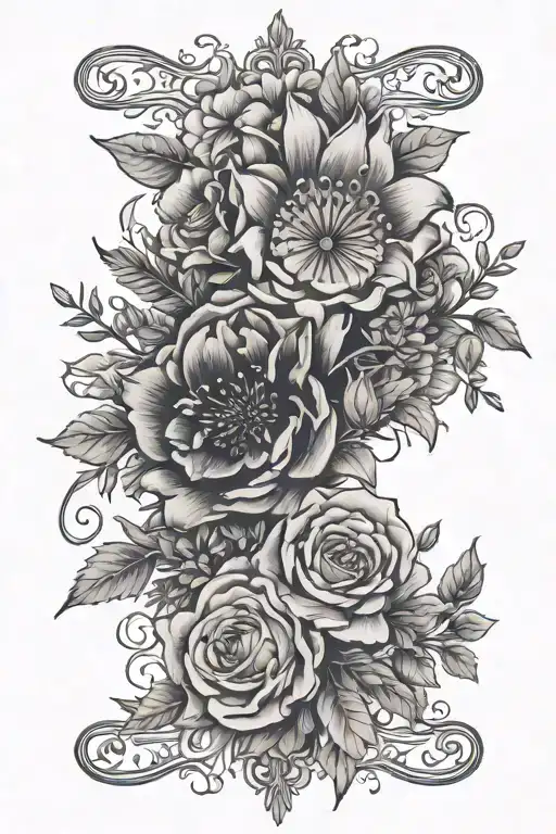 Flowers And Roman Numeral Dates