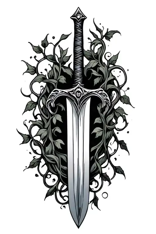 Rusty Sword Sorrounded By Vines