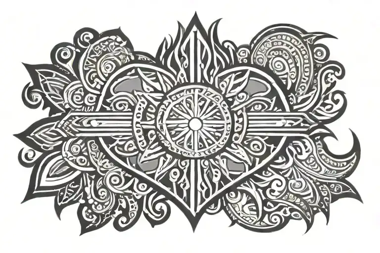 Filipino Tribal Band Tattoo Heart Sun