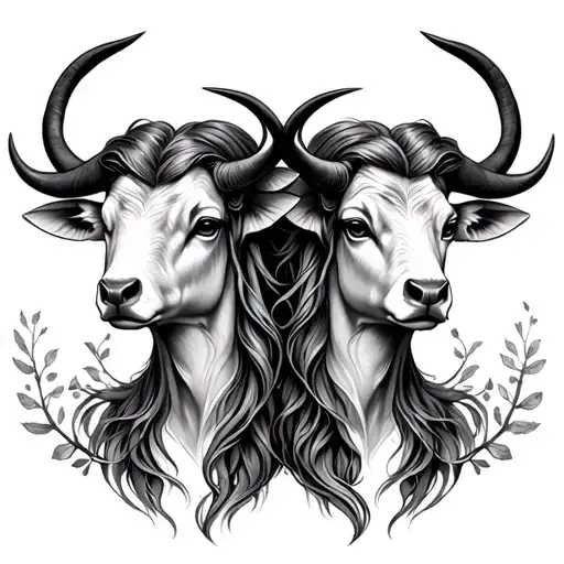 Taurus And Aries Couple Tattoo Design