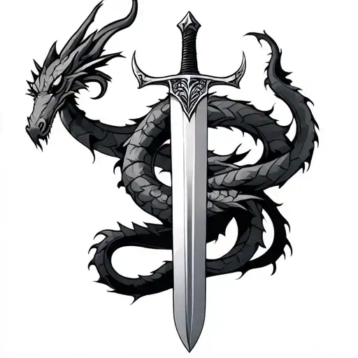 Viking Sword With A Dragon Wrapped Around